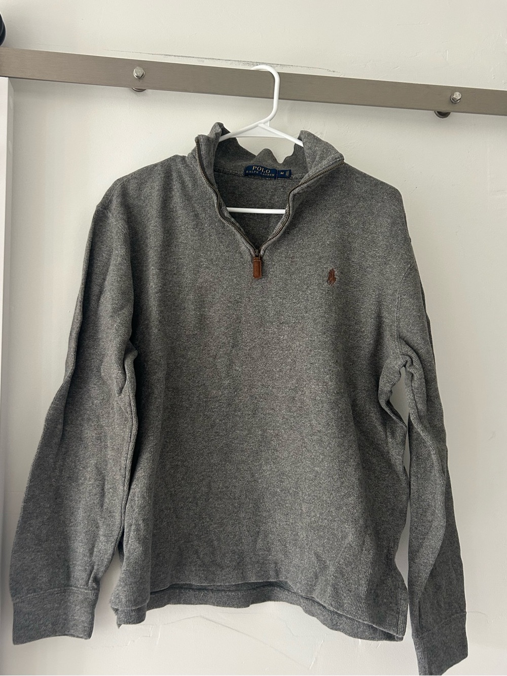 Ralph Lauren Gray Half-Zip Sweater with Polo Player Logo